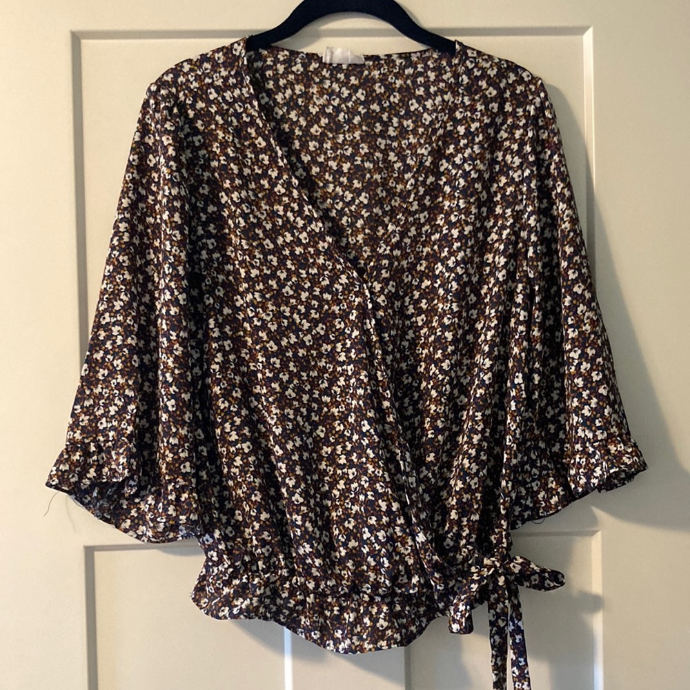 Navy floral blouse